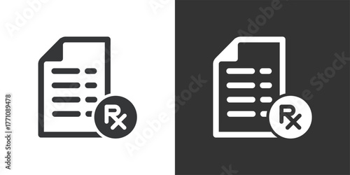 RX Prescription Document icon. Solid glyph series icon