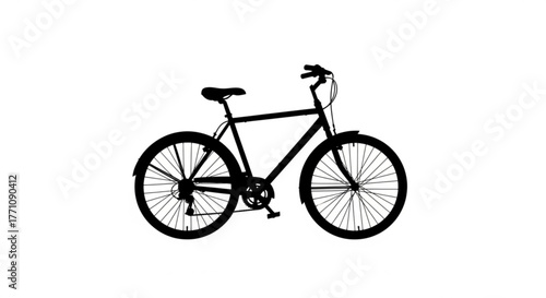 Silhouette of a bicycle with fenders and a classic frame design isolated on a white background view