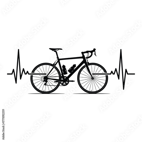 Road bike with heartbeat line art design