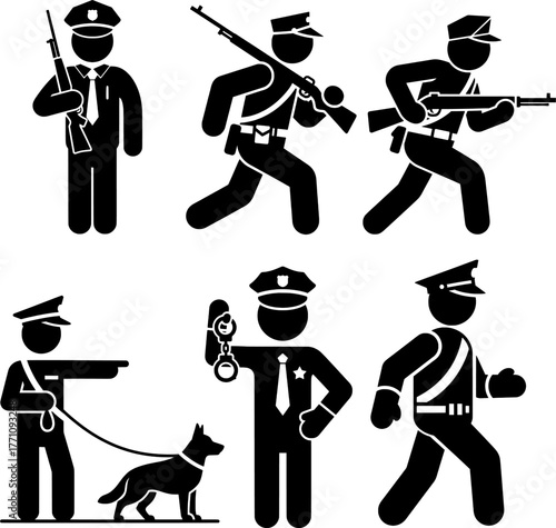 Police Officer Security Guard Law Enforcement Actions Stick Figure