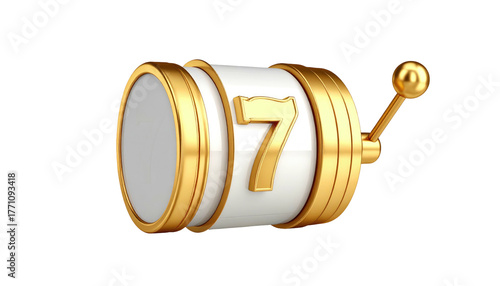Wallpaper Mural Isolated golden-edged slot machine with a number seven displayed against a solid black backdrop Torontodigital.ca
