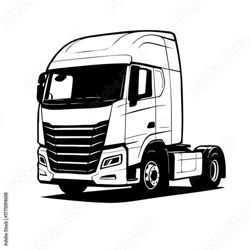 European-style semi truck with aerodynamic cab and large windshield