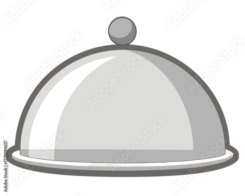 a metallic serving dome or cloche in silver-gray tones, no background vector file.