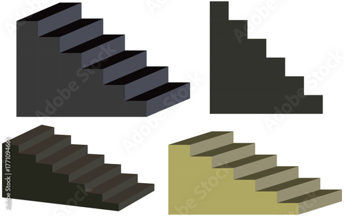 上り階段のイラストセット