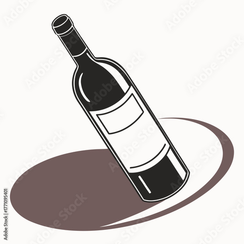Single wine bottle on an oval shadow graphic beverage alcohol