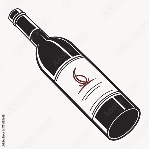 Red Wine Bottle with Label on Light Background alcohol drink