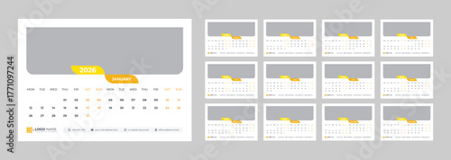 Calendar 2026, desk calendar 2026, office calendar design