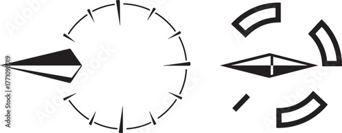 Abstract Navigational Compass Pointers and Directional Indicators Vector Graphic
