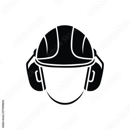 Construction Engineer Silhouette. Safety and Industrial Work Concept