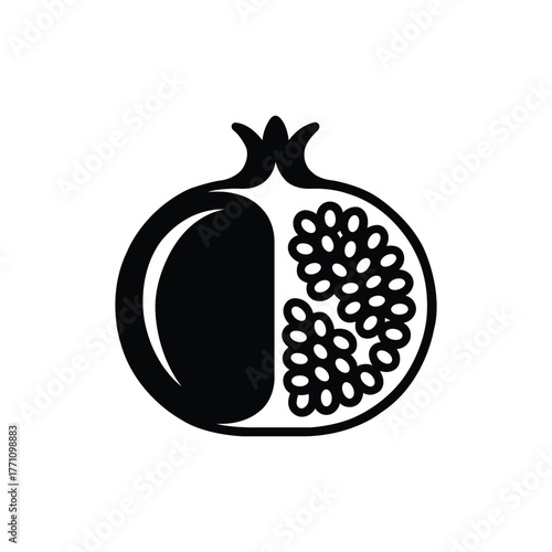 Pomegranate Silhouette. Fruit Symbol for Nutrition and Health Design