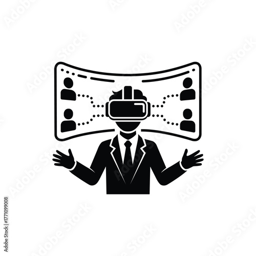 Virtual Engineer Presentation Silhouette. Augmented Reality Design Concept