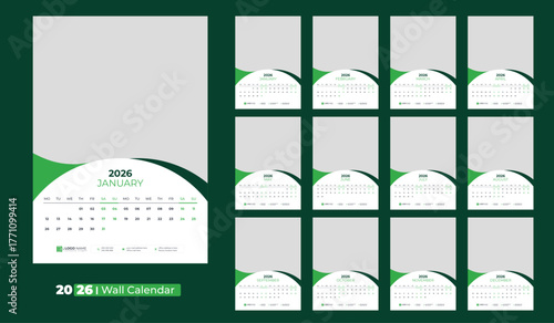 Calendar 2026, Wall calendar 2026, office calendar design