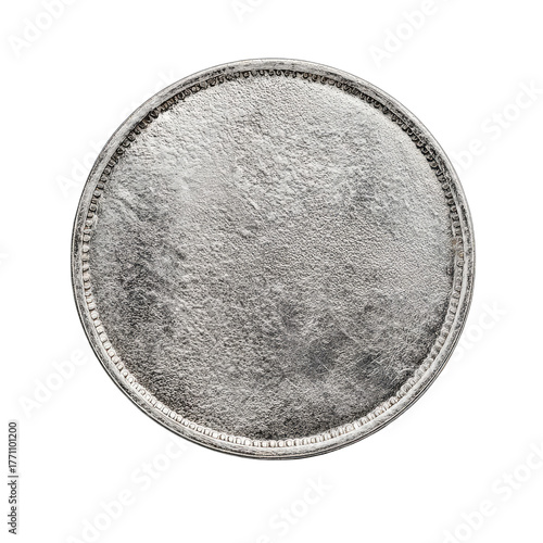 Close-up of a blank,  silver coin