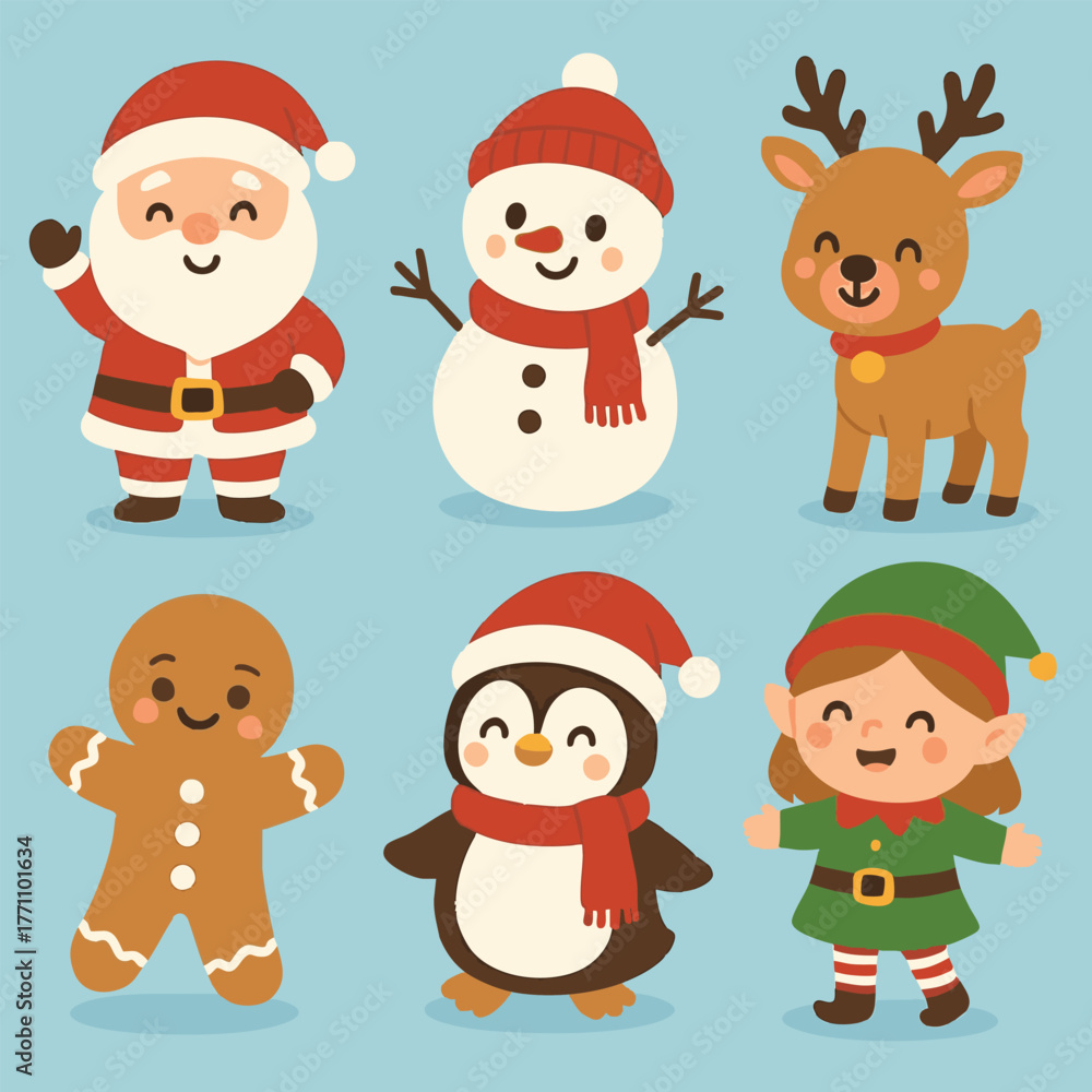 Obraz premium set of santa claus characters vector ilustration