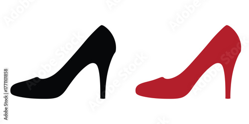 Woman high heel vector silhouette, shoe high heel icon