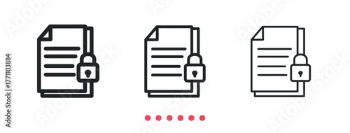 Lock file icon. Thin line icon vector