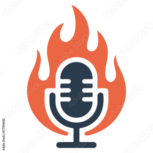 Podcast Mic in Flames Symbolizing Hot Trending Topics