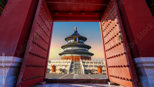 The Temple of Heaven in Beijing with its grand red gates open