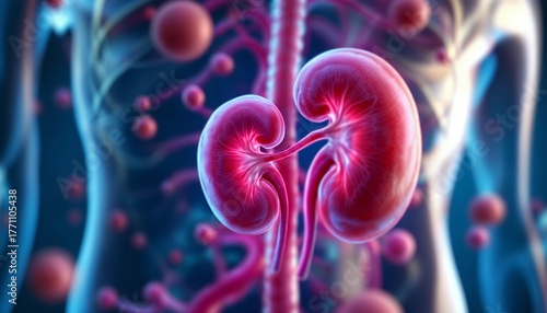 Human Kidneys Detailed 3D Medical Illustration