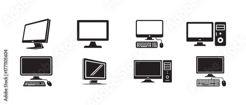 Desktop computer icon, personal PC flat vector icon, pc monitor icon, Vector illustration EPS 10.