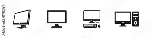 Computer icon set, Computer pc monitor web logo icon, Simple computer icon set in various,  Vector illustration EPS 10.
