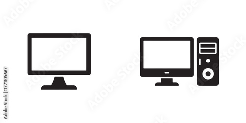 Computer icon, Home desktop computer personal PC flat vector icon for apps and websites, monitor symbol icon, Vector illustration EPS 10.
