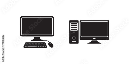 Computer monitor icon, Monitor Display Screen, Simple computer icon set, monitor Symbol icon, Vector illustration EPS 10.