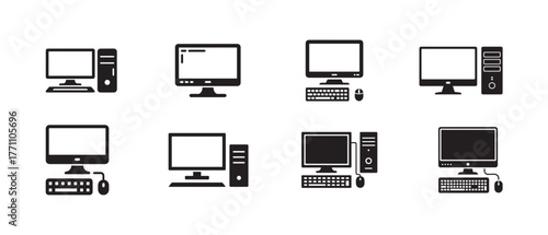 Computer icon, Home desktop computer personal PC flat vector icon for apps and websites, monitor symbol icon, Vector illustration EPS 10.
