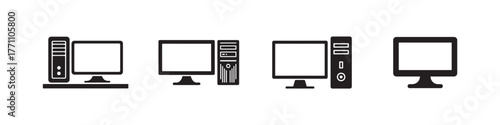 Desktop computer icon, personal PC flat vector icon, pc monitor icon, Vector illustration EPS 10.