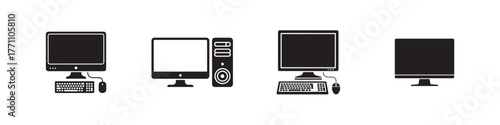 Computer monitor icon, Computer monitor screen flat icon for apps and websites, monitor symbol icon, Vector illustration EPS 10.