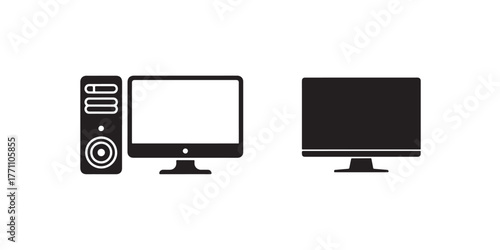 Computer icons set, Computer different style symbol, Desktop computer icon, Vector illustration EPS 10.