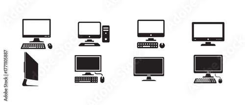 Computer icons set, Computer different style symbol, Desktop computer icon, Vector illustration EPS 10.