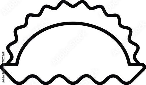 Simple Outline Icon of a Half-Circle with Wavy Edges and Inner Curve