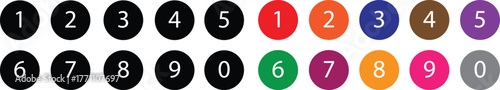 Numbers Icon Set 0 9 vector. Modern colorful numbers button set. Numbers in circle