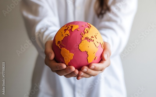 Globe in hands, colorful