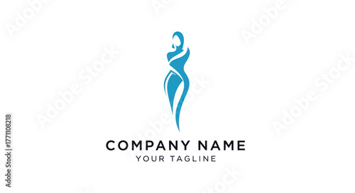 Elegant blue silhouette logo representing beauty and fashion for a company.