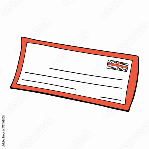 A British blank cheque features the pound sterling symbol, signature line, and bank details, ready to be filled in with any amount or payee for authorized payment.
