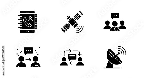 Diverse communication and connectivity icons depicting modern global interaction and technology solutions for seamless business operations