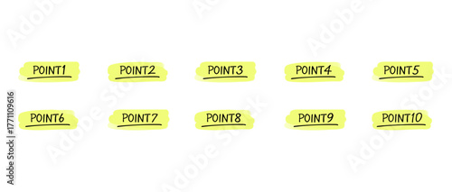 手書きの数字あしらいセット　ポイント/point　水彩風塗り(グローバルカラーで色変更可能)