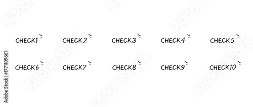 シンプルな手書きの数字セット　チェック/check　塗りなし
