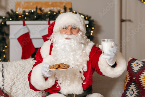 Santa Claus with cookies an...