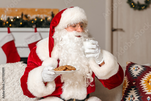 Santa Claus with cookies an...