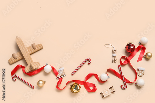 Christmas toys and plane on...