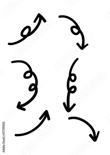 手書きのやじるし　くるくるやじるし　UP DOWN