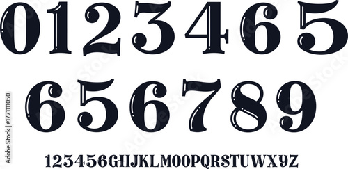 Download vintage numbers and letters font vector graphic typography vector