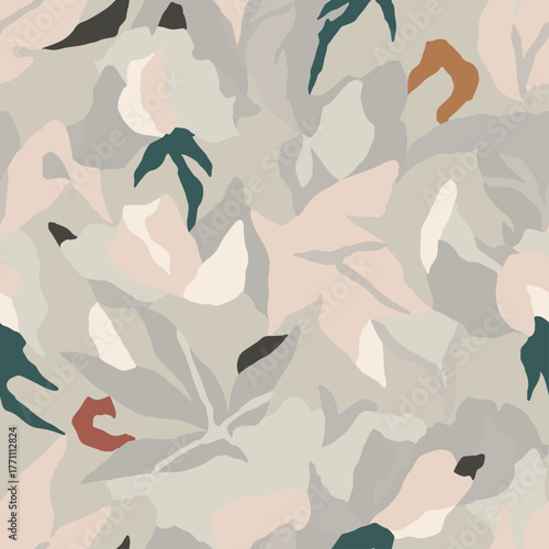 Vector botanical illustration all over seamless repeat pattern 
