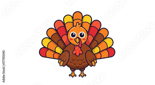Cute Cartoon Turkey Illustration – Thanksgiving Vector Clipart