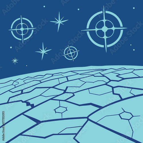 Stylized Cracked Surface With Stars And Targets space