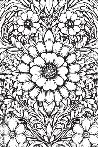 Beautiful floral mandala coloring pages featuring intricate flower patterns and symmetrical designs for relaxation and mindfulnes