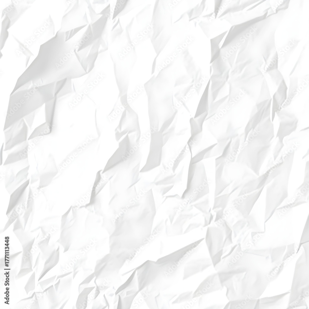 Obraz premium Close-up view of a crumpled white paper surface, showing folds and textures.